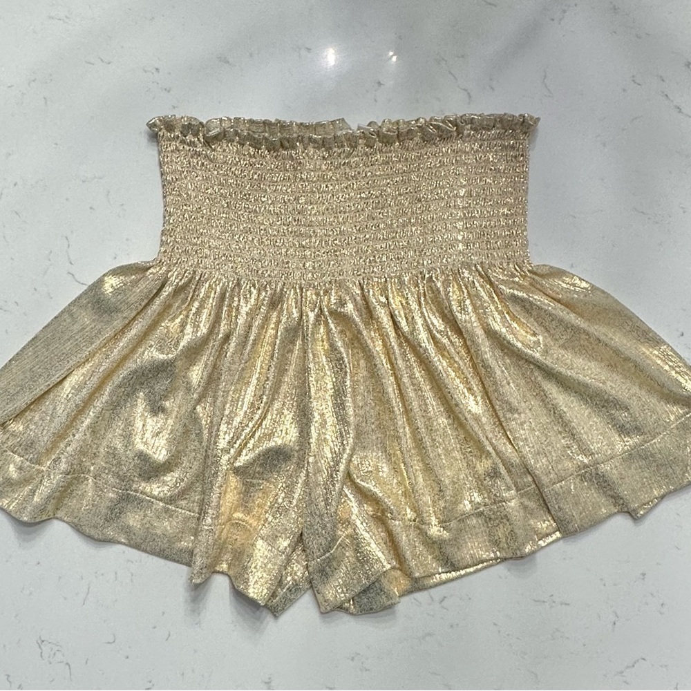 Queen of Sparkles Gold Swing Shorts Size S